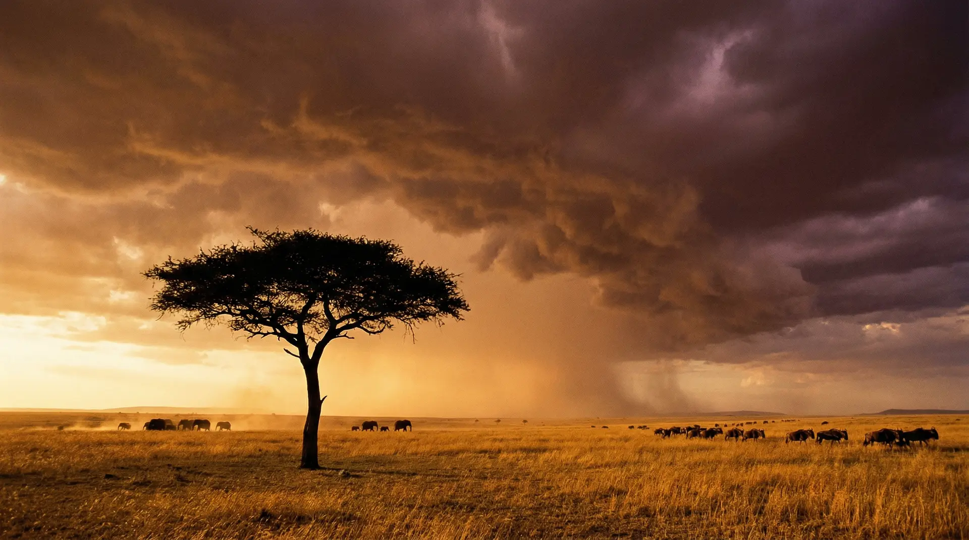 五一视频 - 壮丽的非洲大草原日落景观